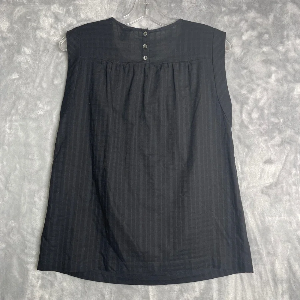 J. Crew Cotton Sleeveless Top‎ Womens 4 Black Embroidered Classic Preppy